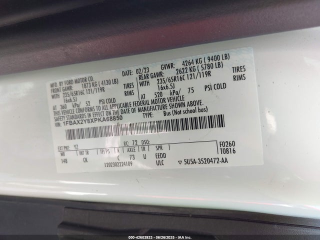 Ford 3.5l v6 cyclone 2023 1FBAX2Y8XPKA68850 Image 9