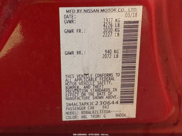 Nissan 2018 2018 1N4AL3APXJC230644 Image 9