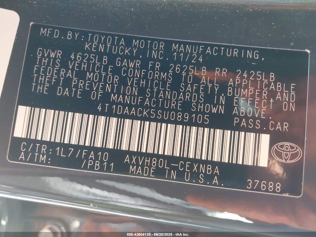 Toyota a25a-fxs 2025 4T1DAACK5SU089105 Image 9