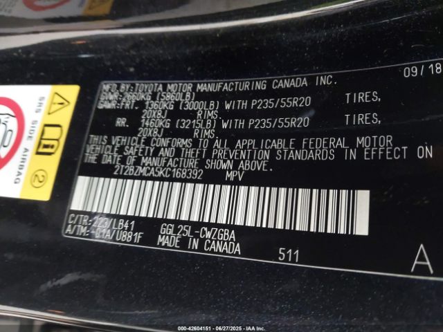 2019 LEXUS RX 350 2T2BZMCA5KC168392 Photo 8