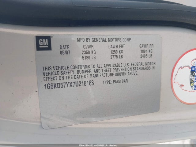 2007 CADILLAC DTS 1G6KD57YX7U218183 Photo 8