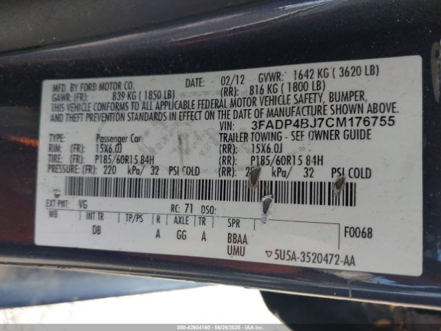 2012 FORD FIESTA 3FADP4BJ7CM176755 Photo 8