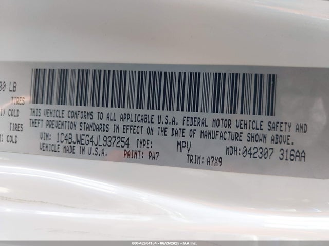 1C4BJWEG4JL937254 Jeep WRANGLER JK