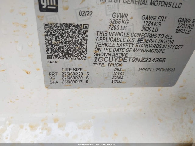 1GCUYDET9NZ214265 Chevrolet lm2