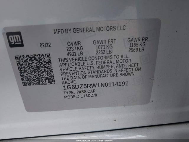 2022 CADILLAC CT5 1G6DZ5RW1N0114191 Photo 8