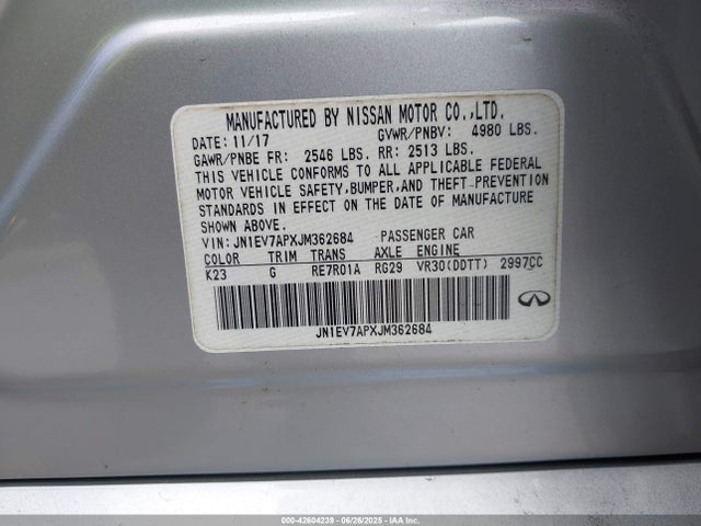 Infiniti Q50 2018 JN1EV7APXJM362684 Image 9