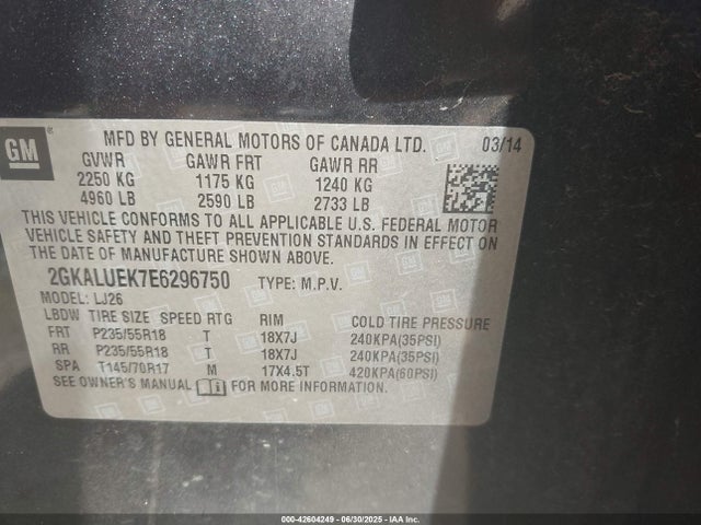 2GKALUEK7E6296750 GMC lea - flex fuel (gas/alc), aluminum, high output
