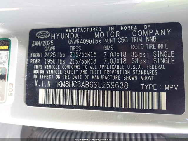 Hyundai mpi nu pe 2025 KM8HC3AB6SU269638 Image 9