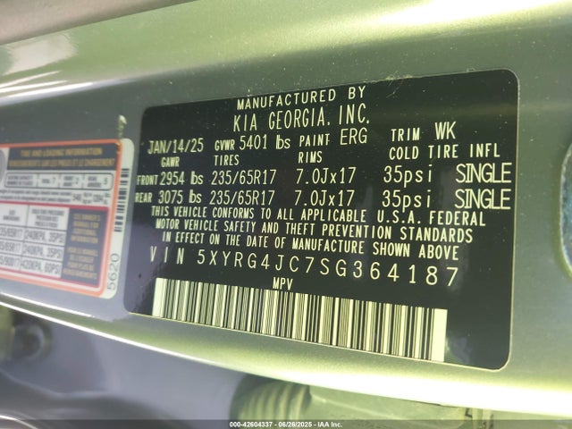 5XYRG4JC7SG364187 KIA gdi theta-iii