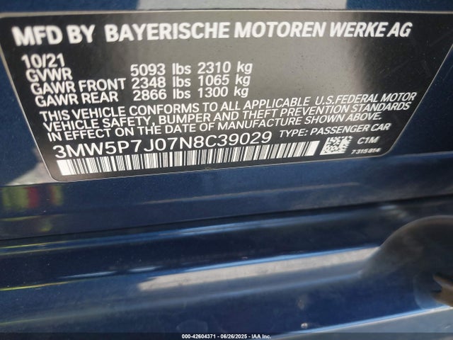 3MW5P7J07N8C39029 BMW 2022