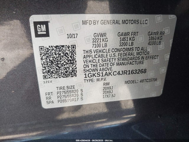 1GKS1AKC4JR163268 GMC l83 - spark ignited direct injection, variable valve timing, afm, e85 max, alum