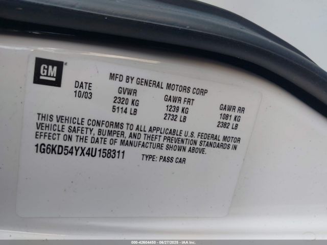 2004 CADILLAC DEVILLE 1G6KD54YX4U158311 Photo 8