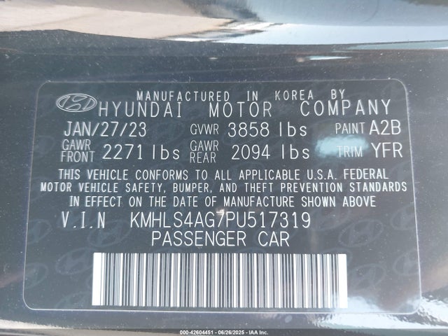 KMHLS4AG7PU517319 Hyundai mpi nu pe