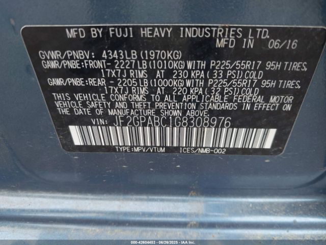 2016 SUBARU CROSSTREK JF2GPABC1G8308976 Photo 8