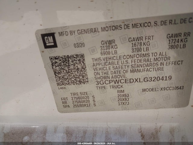 3GCPWCEDXLG320419 Chevrolet l84 - di, dfm, alum, gen 5, var 2