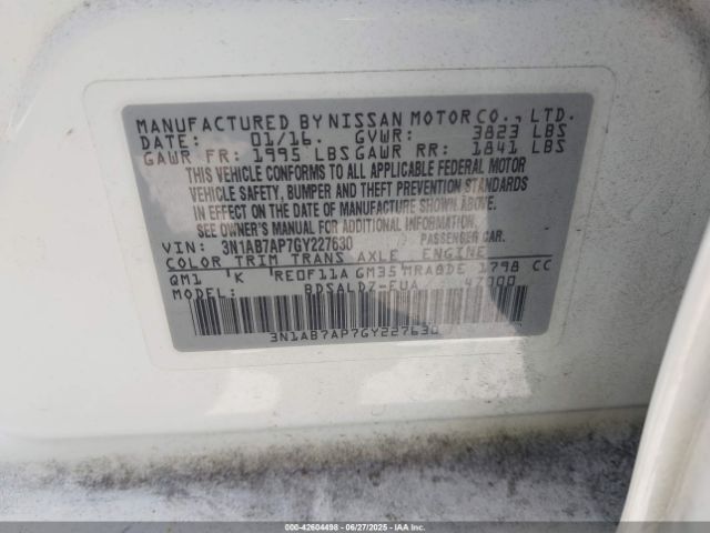 3N1AB7AP7GY227630 Nissan 2016