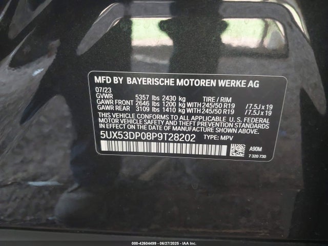 5UX53DP08P9T28202 BMW X3