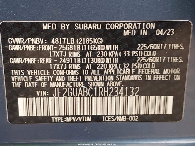 Subaru na 2024 JF2GUABC1RH234132 Image 9