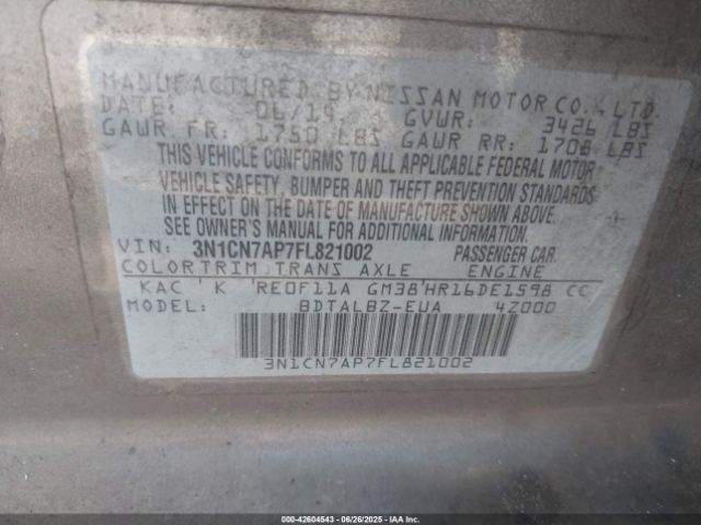 2015 NISSAN VERSA 3N1CN7AP7FL821002 Photo 8