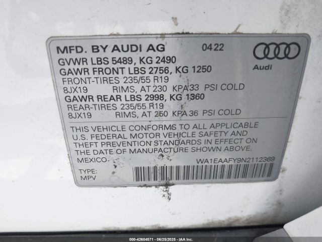 2022 AUDI Q5 WA1EAAFY9N2112369 Photo 8