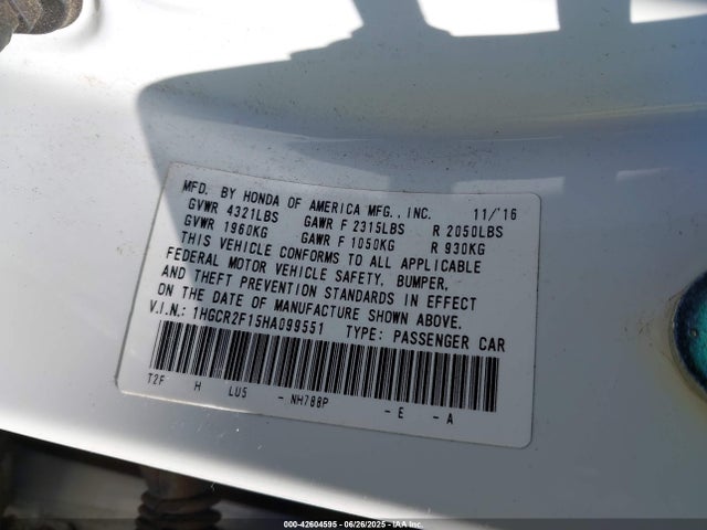 1HGCR2F15HA099551 Honda k24w1