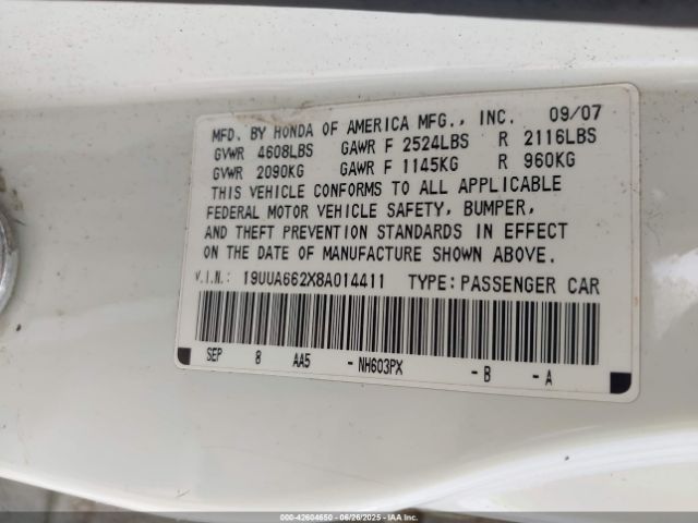 2008 ACURA TL 19UUA662X8A014411 Photo 8
