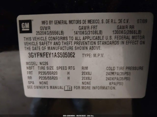 2010 CADILLAC SRX 3GYFNFEY1AS505062 Photo 8
