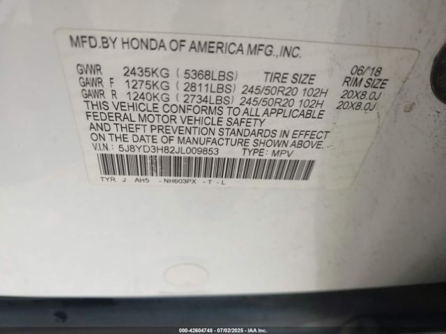 2018 ACURA MDX 5J8YD3H82JL009853 Photo 8