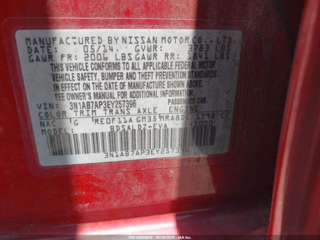 3N1AB7AP3EY257396 Nissan 2014