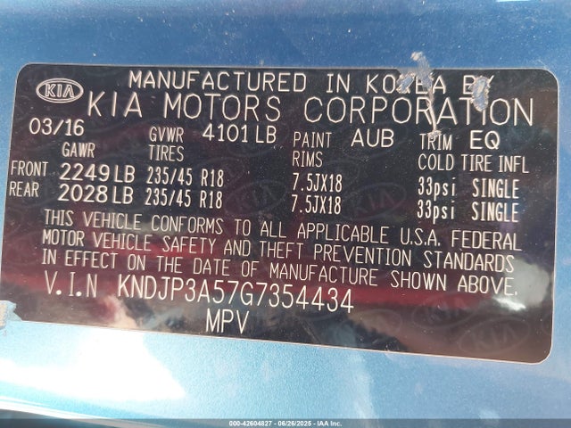 KNDJP3A57G7354434 KIA dohc gdi nu