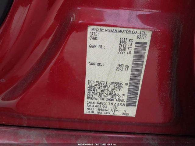 1N4AL3AP2GC182338 Nissan Altima