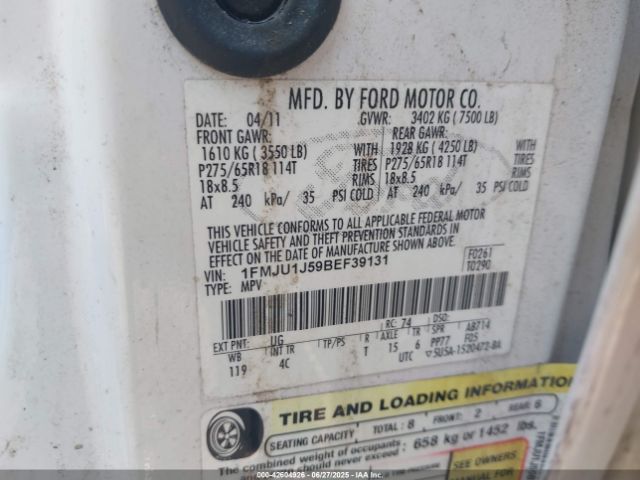 2011 FORD EXPEDITION 1FMJU1J59BEF39131 Photo 8