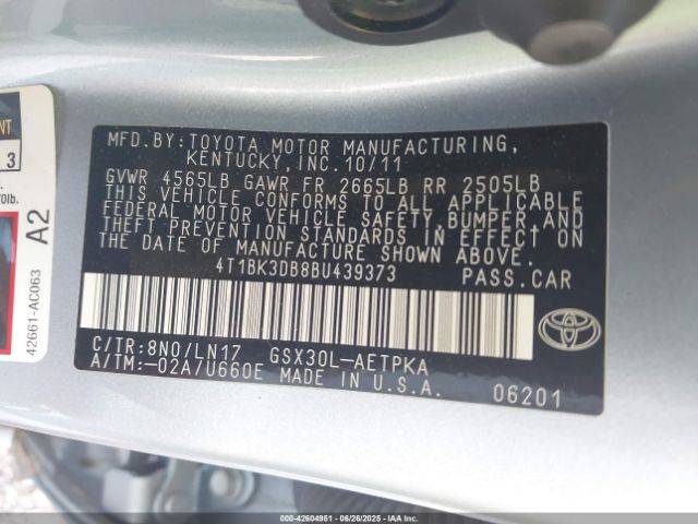 2011 TOYOTA AVALON 4T1BK3DB8BU439373 Photo 8