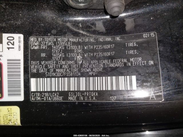 2015 TOYOTA SIENNA 5TDYK3DC7FS581134 Photo 8