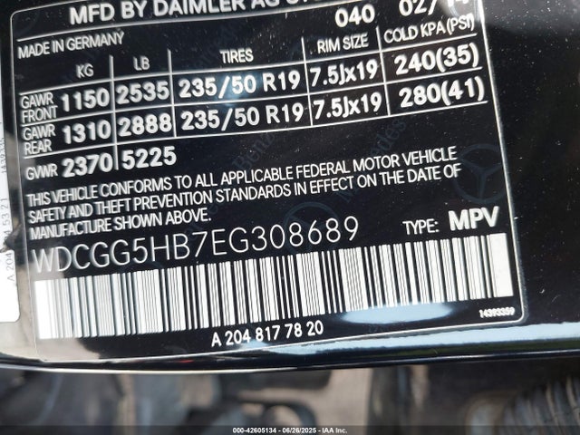 WDCGG5HB7EG308689 Mercedes-Benz 2014