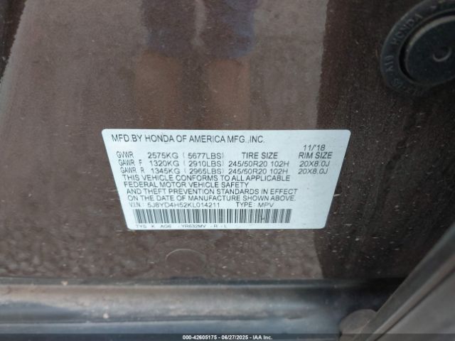2019 ACURA MDX 5J8YD4H52KL014211 Photo 8