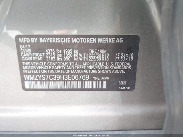 2017 MINI COUNTRYMAN WMZYS7C39H3E06769 Photo 8