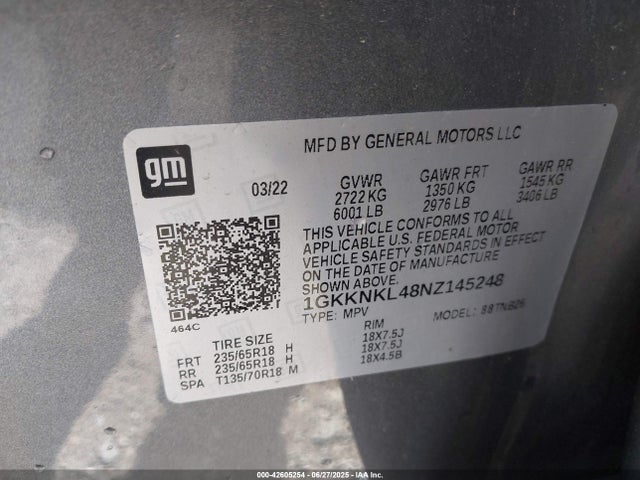 1GKKNKL48NZ145248 GMC lsy