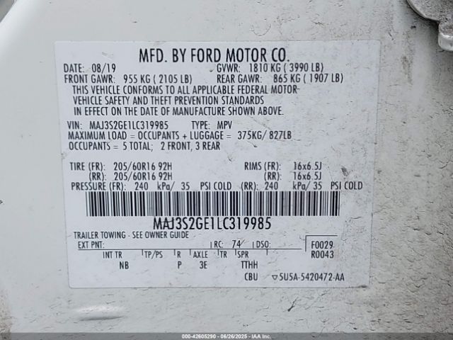 2020 FORD ECOSPORT MAJ3S2GE1LC319985 Photo 8