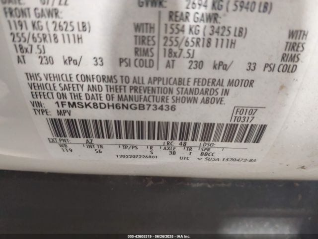 2022 FORD EXPLORER 1FMSK8DH6NGB73436 Photo 8