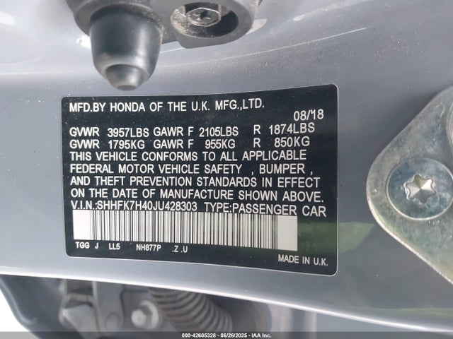 Honda l15ba 2018 SHHFK7H40JU428303 Image 9