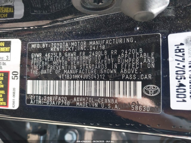 4T1B31HK4JU504312 Toyota a25a-fxs port+direct
