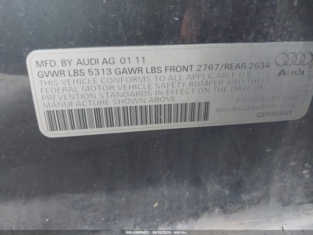 2011 AUDI A6 WAUFGAFB6BN053518 Photo 8