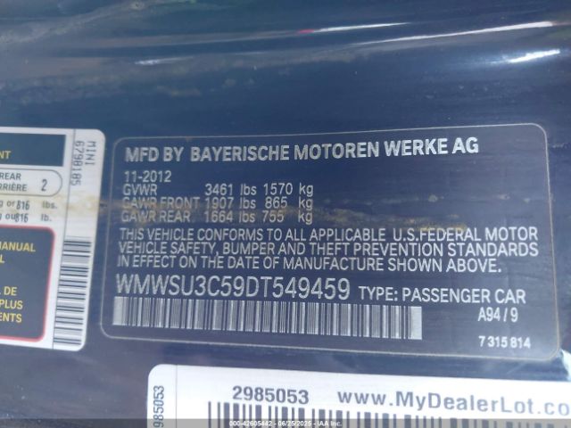 2013 MINI HARDTOP WMWSU3C59DT549459 Photo 8