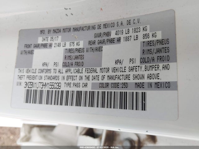 3MZBN1U73HM155039 Mazda pe