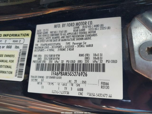 2016 FORD MUSTANG 1FA6P8AM5G5276926 Photo 8
