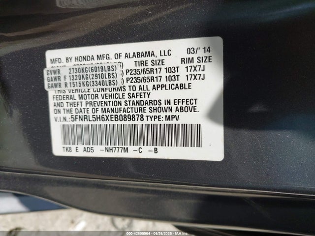 5FNRL5H6XEB089878 Honda j35z8