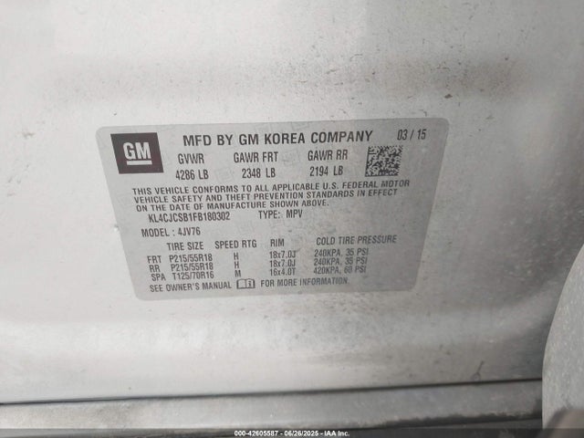 KL4CJCSB1FB180302 Buick luv