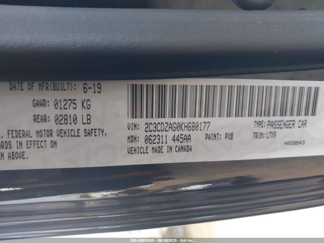 2019 DODGE CHALLENGER 2C3CDZAG0KH680177 Photo 8