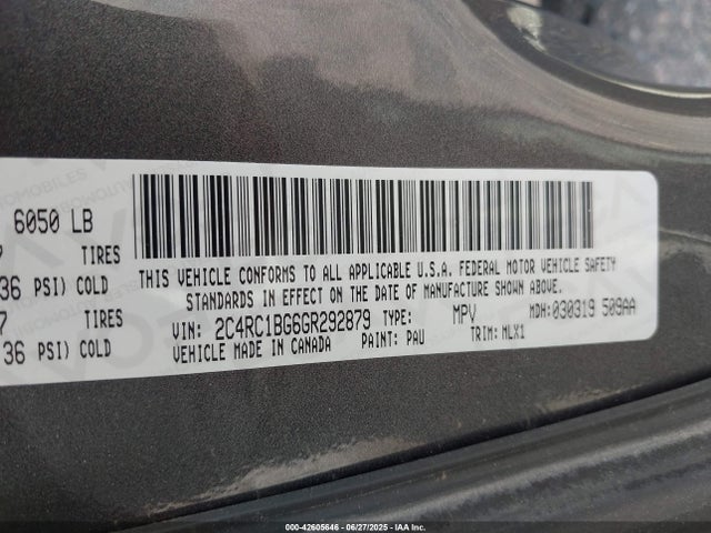Chrysler 2016 2016 2C4RC1BG6GR292879 Image 9